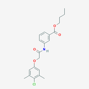 molecular formula C21H24ClNO4 B405786 3-[2-(4-Chloro-3,5-dimethyl-phenoxy)-acetylamino]-benzoic acid butyl ester 