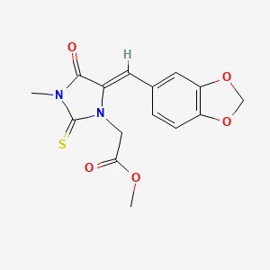 molecular formula C15H14N2O5S B4057861 甲基[5-(1,3-苯并二氧杂环-5-亚甲基)-3-甲基-4-氧代-2-硫代-1-咪唑烷基]乙酸酯 