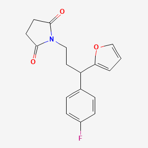 molecular formula C17H16FNO3 B4057878 1-[3-(4-fluorophenyl)-3-(2-furyl)propyl]-2,5-pyrrolidinedione 