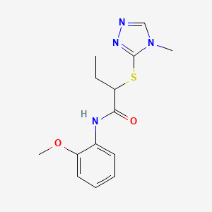 molecular formula C14H18N4O2S B4057881 N-(2-methoxyphenyl)-2-[(4-methyl-4H-1,2,4-triazol-3-yl)thio]butanamide 