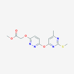 molecular formula C13H14N4O4S B4057922 methyl [(6-{[6-methyl-2-(methylthio)-4-pyrimidinyl]oxy}-3-pyridazinyl)oxy]acetate 