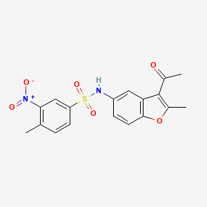 molecular formula C18H16N2O6S B4057996 N-(3-acetyl-2-methyl-1-benzofuran-5-yl)-4-methyl-3-nitrobenzenesulfonamide 