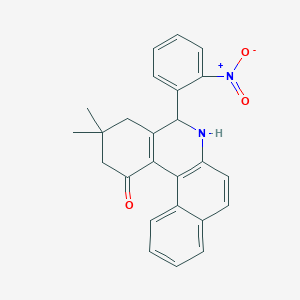 molecular formula C25H22N2O3 B405809 5-{2-nitrophenyl}-3,3-dimethyl-3,4,5,6-tetrahydrobenzo[a]phenanthridin-1(2H)-one 