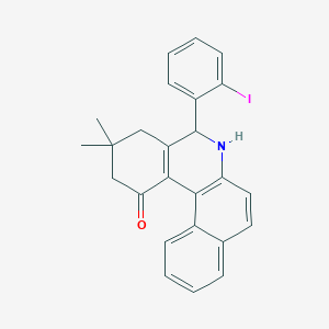 molecular formula C25H22INO B405810 5-(2-iodophenyl)-3,3-dimethyl-3,4,5,6-tetrahydrobenzo[a]phenanthridin-1(2H)-one CAS No. 330472-32-7