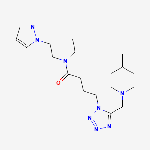 molecular formula C19H32N8O B4058105 N-乙基-4-{5-[(4-甲基-1-哌啶基)甲基]-1H-四唑-1-基}-N-[2-(1H-吡唑-1-基)乙基]丁酰胺 