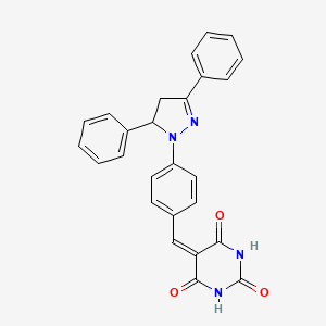 molecular formula C26H20N4O3 B4058112 5-[4-(3,5-diphenyl-4,5-dihydro-1H-pyrazol-1-yl)benzylidene]-2,4,6(1H,3H,5H)-pyrimidinetrione 