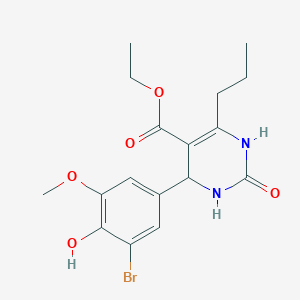 molecular formula C17H21BrN2O5 B405812 Ethyl 4-(3-bromo-4-hydroxy-5-methoxyphenyl)-2-oxo-6-propyl-1,2,3,4-tetrahydropyrimidine-5-carboxylate 