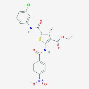 molecular formula C22H18ClN3O6S B405818 Ethyl 5-[(3-chloroanilino)carbonyl]-2-({4-nitrobenzoyl}amino)-4-methylthiophene-3-carboxylate 