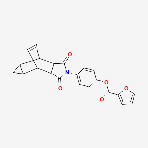 molecular formula C22H17NO5 B4058180 4-(3,5-二氧代-4-氮杂四环[5.3.2.0~2,6~.0~8,10~]十二-11-烯-4-基)苯基 2-呋喃酸酯 