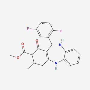 molecular formula C22H20F2N2O3 B4058184 methyl 11-(2,5-difluorophenyl)-3-methyl-1-oxo-2,3,4,5,10,11-hexahydro-1H-dibenzo[b,e][1,4]diazepine-2-carboxylate 