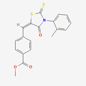 molecular formula C19H15NO3S2 B4058254 methyl 4-{[3-(2-methylphenyl)-4-oxo-2-thioxo-1,3-thiazolidin-5-ylidene]methyl}benzoate 
