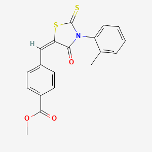 molecular formula C19H15NO3S2 B4058254 4-{[3-(2-甲基苯基)-4-氧代-2-硫代-1,3-噻唑烷-5-亚烷基]甲基}苯甲酸甲酯 