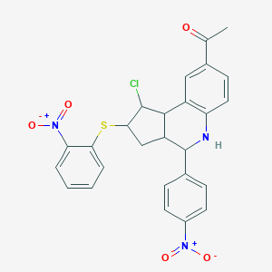 1-[1-chloro-4-{4-nitrophenyl}-2-({2-nitrophenyl}sulfanyl)-2,3,3a,4,5,9b-hexahydro-1H-cyclopenta[c]quinolin-8-yl]ethanone
