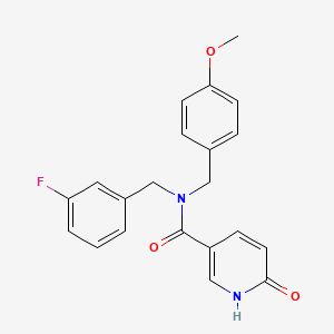 molecular formula C21H19FN2O3 B4058292 N-(3-氟苄基)-N-(4-甲氧基苄基)-6-氧代-1,6-二氢吡啶-3-甲酰胺 