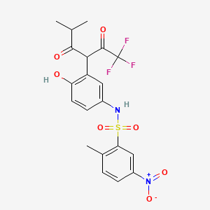 molecular formula C20H19F3N2O7S B4058294 N-{4-hydroxy-3-[3-methyl-2-oxo-1-(trifluoroacetyl)butyl]phenyl}-2-methyl-5-nitrobenzenesulfonamide 