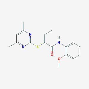 molecular formula C17H21N3O2S B4058306 2-[(4,6-dimethyl-2-pyrimidinyl)thio]-N-(2-methoxyphenyl)butanamide 