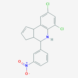 molecular formula C18H14Cl2N2O2 B405832 6,8-Dichloro-4-(3-nitro-phenyl)-3a,4,5,9b-tetrahydro-3H-cyclopenta[c]quinoline 