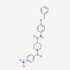 molecular formula C26H25N3O5 B4058320 N-[4-(苄氧基)苯基]-1-(4-硝基苯甲酰)-4-哌啶甲酰胺 