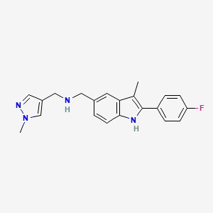 molecular formula C21H21FN4 B4058324 1-[2-(4-氟苯基)-3-甲基-1H-吲哚-5-基]-N-[(1-甲基-1H-吡唑-4-基)甲基]甲胺 