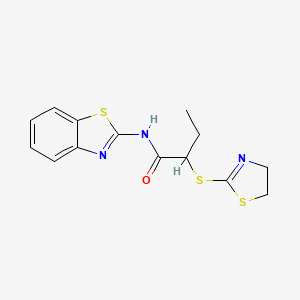 molecular formula C14H15N3OS3 B4058333 N-1,3-benzothiazol-2-yl-2-(4,5-dihydro-1,3-thiazol-2-ylthio)butanamide 