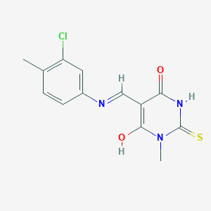 molecular formula C13H12ClN3O2S B4058337 5-{[(3-chloro-4-methylphenyl)amino]methylene}-1-methyl-2-thioxodihydro-4,6(1H,5H)-pyrimidinedione 