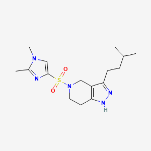 molecular formula C16H25N5O2S B4058344 5-[(1,2-dimethyl-1H-imidazol-4-yl)sulfonyl]-3-(3-methylbutyl)-4,5,6,7-tetrahydro-1H-pyrazolo[4,3-c]pyridine 