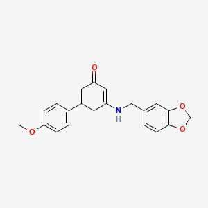 molecular formula C21H21NO4 B4058359 3-[(1,3-苯并二氧杂环-5-基甲基)氨基]-5-(4-甲氧基苯基)-2-环己烯-1-酮 