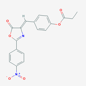 molecular formula C19H14N2O6 B405842 4-[(2-{4-nitrophenyl}-5-oxo-1,3-oxazol-4(5H)-ylidene)methyl]phenyl propionate 