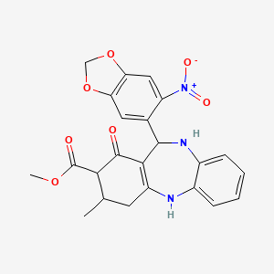 methyl 3-methyl-11-(6-nitro-1,3-benzodioxol-5-yl)-1-oxo-2,3,4,5,10,11-hexahydro-1H-dibenzo[b,e][1,4]diazepine-2-carboxylate