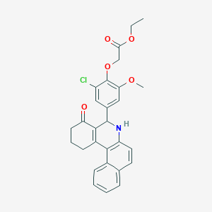 molecular formula C28H26ClNO5 B4058441 ethyl [2-chloro-6-methoxy-4-(4-oxo-1,2,3,4,5,6-hexahydrobenzo[a]phenanthridin-5-yl)phenoxy]acetate 