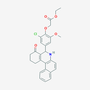 molecular formula C28H26ClNO5 B4058441 乙酸[2-氯-6-甲氧基-4-(4-氧代-1,2,3,4,5,6-六氢苯并[a]菲喃并[3,4-c]菲喃-5-基)苯氧基]酯 