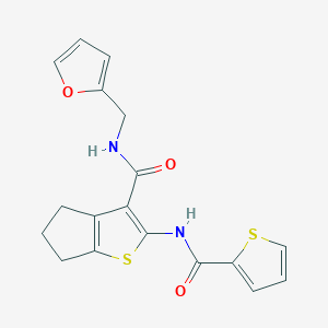 molecular formula C18H16N2O3S2 B4058456 N-(2-furylmethyl)-2-[(2-thienylcarbonyl)amino]-5,6-dihydro-4H-cyclopenta[b]thiophene-3-carboxamide 