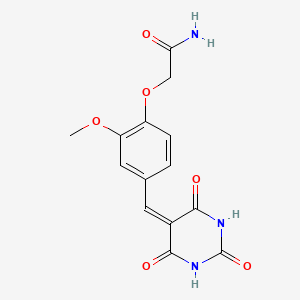 molecular formula C14H13N3O6 B4058473 2-{2-methoxy-4-[(2,4,6-trioxotetrahydro-5(2H)-pyrimidinylidene)methyl]phenoxy}acetamide 
