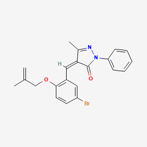 molecular formula C21H19BrN2O2 B4058485 4-{5-溴-2-[(2-甲基-2-丙烯-1-基)氧基]苯亚甲基}-5-甲基-2-苯基-2,4-二氢-3H-吡唑-3-酮 