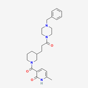 molecular formula C26H34N4O3 B4058486 3-({3-[3-(4-benzyl-1-piperazinyl)-3-oxopropyl]-1-piperidinyl}carbonyl)-6-methyl-2-pyridinol 