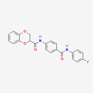 molecular formula C22H17FN2O4 B4058490 N-(4-{[(4-fluorophenyl)amino]carbonyl}phenyl)-2,3-dihydro-1,4-benzodioxine-2-carboxamide 