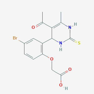 [2-(5-acetyl-6-methyl-2-thioxo-1,2,3,4-tetrahydro-4-pyrimidinyl)-4-bromophenoxy]acetic acid