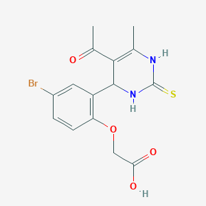 molecular formula C15H15BrN2O4S B4058504 [2-(5-乙酰基-6-甲基-2-硫代-1,2,3,4-四氢-4-嘧啶基)-4-溴苯氧基]乙酸 