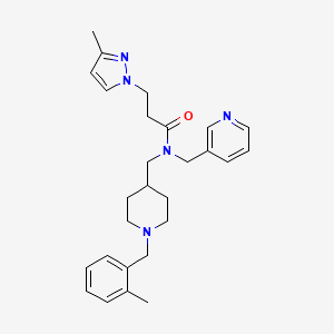 molecular formula C27H35N5O B4058536 N-{[1-(2-甲基苄基)-4-哌啶基]甲基}-3-(3-甲基-1H-吡唑-1-基)-N-(3-吡啶基甲基)丙酰胺 