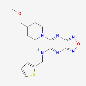 molecular formula C16H20N6O2S B4058552 6-[4-(甲氧基甲基)-1-哌啶基]-N-(2-噻吩基甲基)[1,2,5]恶二唑并[3,4-b]吡嗪-5-胺 