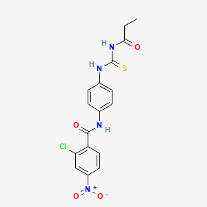 molecular formula C17H15ClN4O4S B4058565 2-chloro-4-nitro-N-(4-{[(propionylamino)carbonothioyl]amino}phenyl)benzamide 
