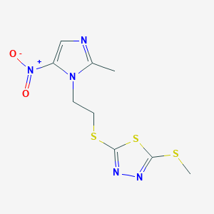 molecular formula C9H11N5O2S3 B4058576 2-{[2-(2-甲基-5-硝基-1H-咪唑-1-基)乙基]硫代}-5-(甲硫代)-1,3,4-噻二唑 