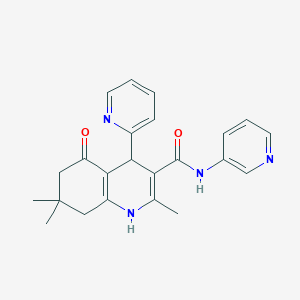 molecular formula C23H24N4O2 B4058587 2,7,7-trimethyl-5-oxo-4-(2-pyridinyl)-N-3-pyridinyl-1,4,5,6,7,8-hexahydro-3-quinolinecarboxamide 