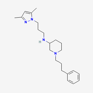 molecular formula C22H34N4 B4058606 N-[3-(3,5-二甲基-1H-吡唑-1-基)丙基]-1-(3-苯基丙基)-3-哌啶胺 