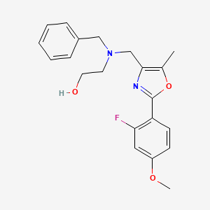 molecular formula C21H23FN2O3 B4058657 2-(benzyl{[2-(2-fluoro-4-methoxyphenyl)-5-methyl-1,3-oxazol-4-yl]methyl}amino)ethanol 