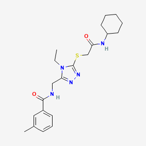 molecular formula C21H29N5O2S B4058677 N-[(5-{[2-(环己基氨基)-2-氧代乙基]硫代}-4-乙基-4H-1,2,4-三唑-3-基)甲基]-3-甲基苯甲酰胺 