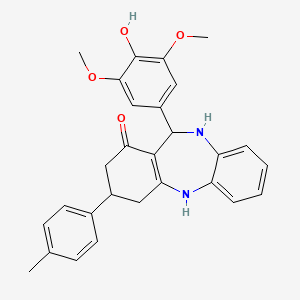 molecular formula C28H28N2O4 B4058712 11-(4-hydroxy-3,5-dimethoxyphenyl)-3-(4-methylphenyl)-2,3,4,5,10,11-hexahydro-1H-dibenzo[b,e][1,4]diazepin-1-one 