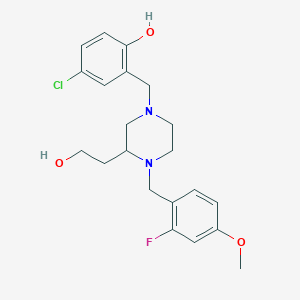 molecular formula C21H26ClFN2O3 B4058725 4-chloro-2-{[4-(2-fluoro-4-methoxybenzyl)-3-(2-hydroxyethyl)-1-piperazinyl]methyl}phenol 