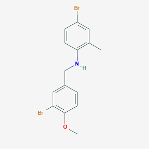 molecular formula C15H15Br2NO B405873 4-bromo-N-(3-bromo-4-methoxybenzyl)-2-methylaniline 