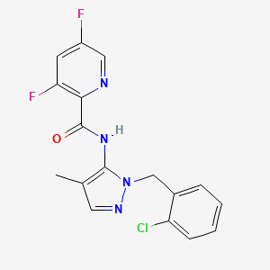 molecular formula C17H13ClF2N4O B4058760 N-[1-(2-chlorobenzyl)-4-methyl-1H-pyrazol-5-yl]-3,5-difluoropyridine-2-carboxamide 